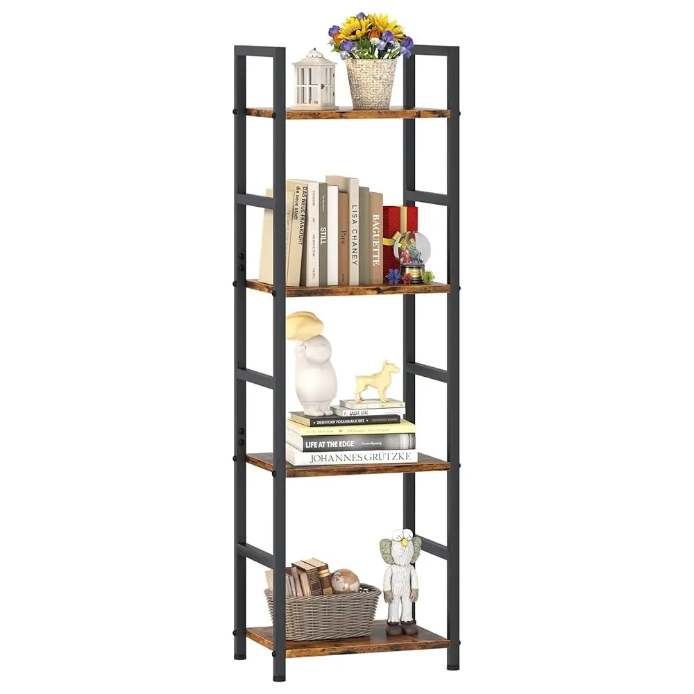 4 Tier Bookshelf, Small Book Shelf Industrial Bookcase, Metal Narrow Book Case Book Storage Organizer,Bookshelves For Bedroom
4 Tier Bookshelf, Small Book Shelf Industrial Bookcase, Metal Narrow Book Case Book Storage Organizer,Bookshelves For Bedroom