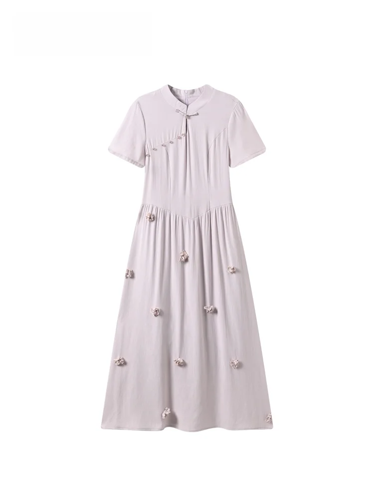 New Chinese Style Short Sleeve Dress Women's Fashion plus Size Summer Slimming A-Line Skirt High Waist Zipper Closure Daily Wear
New Chinese Style Short Sleeve Dress Women's Fashion plus Size Summer Slimming A-Line Skirt High Waist Zipper Closure Daily Wear