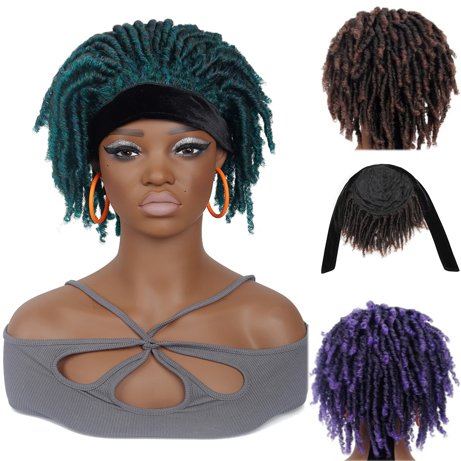 Wigs Afro Kinky Curly Turban Headband Wig Mixed Black Synthetic Curly Braids for Women Party Cosplay Halloween Quick Hairstyle
Wigs Afro Kinky Curly Turban Headband Wig Mixed Black Synthetic Curly Braids for Women Party Cosplay Halloween Quick Hairstyle