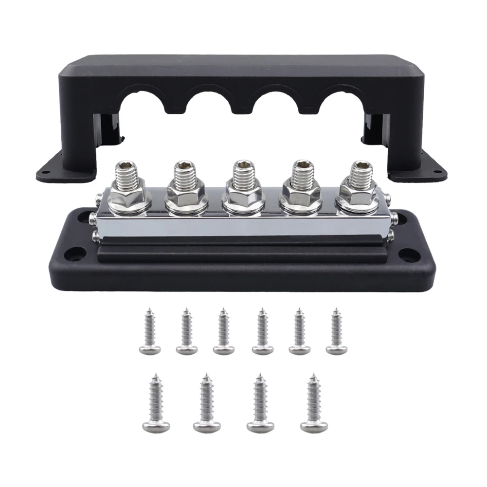 12V Bus Bar Terminal Block 600A 300V Power Distribution Block M10 5-Post Busbar With Cover for Car RV Boat Marine
12V Bus Bar Terminal Block 600A 300V Power Distribution Block M10 5-Post Busbar With Cover for Car RV Boat Marine