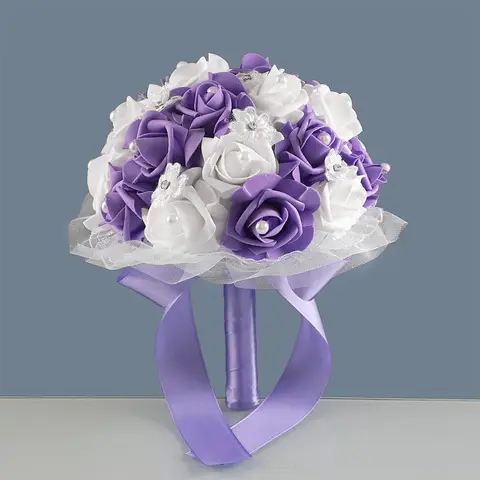 Wedding bouquet - Light artificial flowers paired with a Romantic purple design, Romantic Whimsical Wedding