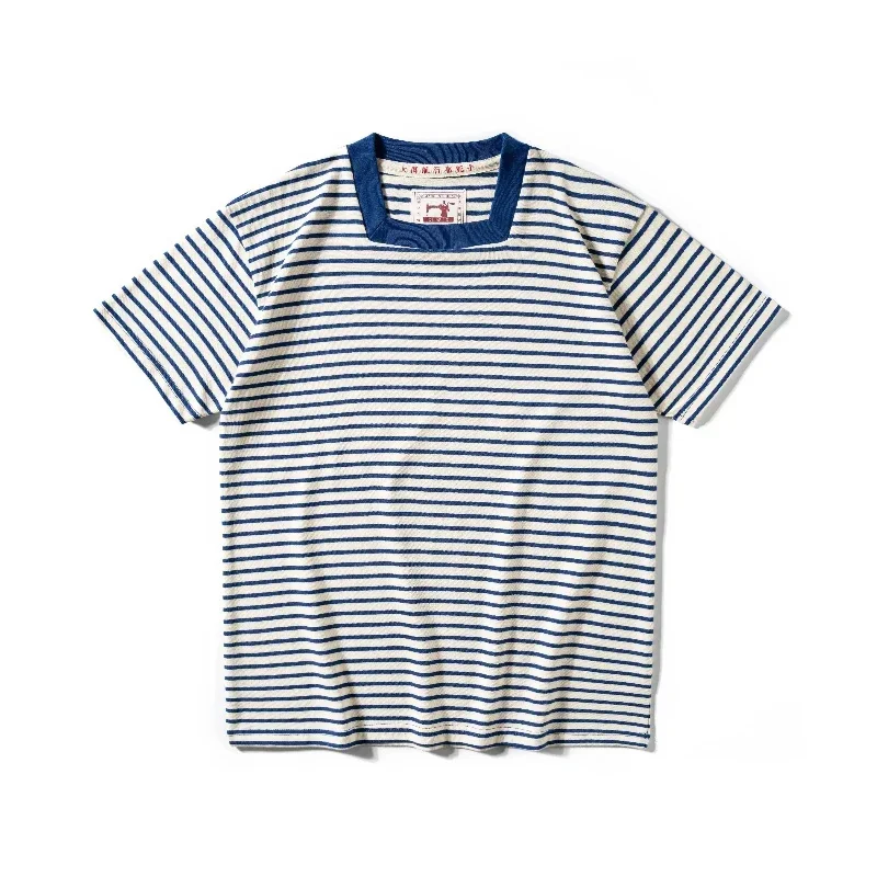 Original square collar striped T-shirt, heavyweight pure cotton men's washed retro sea soul shirt, short sleeved shirt
Original square collar striped T-shirt, heavyweight pure cotton men's washed retro sea soul shirt, short sleeved shirt