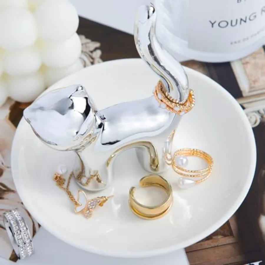 Ceramic Jewelry Tray - Decorative Ring Holder Dish Key Tray Cute Jewelry Plate Trinket for Earrings, Necklaces, Women, Home Dec
Ceramic Jewelry Tray - Decorative Ring Holder Dish Key Tray Cute Jewelry Plate Trinket for Earrings, Necklaces, Women, Home Dec
