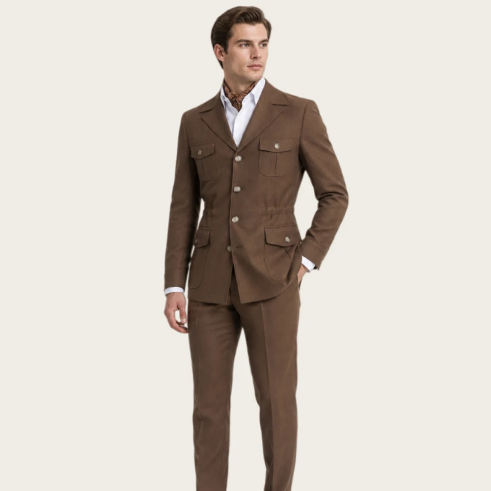 Mophiel Safari Men's Suits Vintage brown 2 Pieces Set Multi Pockets Single Breasted Casual Hunting Outfits for Man Customized
Mophiel Safari Men's Suits Vintage brown 2 Pieces Set Multi Pockets Single Breasted Casual Hunting Outfits for Man Customized