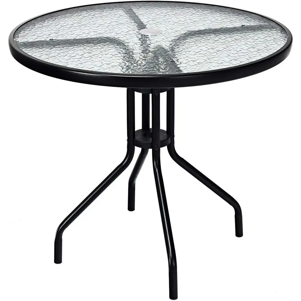 32 Round Outdoor Patio Table with Umbrella Hole, Weather-Resistant Glass Top, Ideal for Dining, Bistro, and Events
32 Round Outdoor Patio Table with Umbrella Hole, Weather-Resistant Glass Top, Ideal for Dining, Bistro, and Events