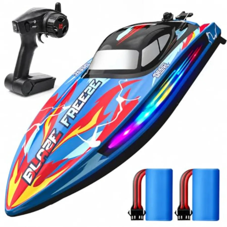 Fast RC Boat for Pool Lake: ABS Plastic, Blue, 20+MPH Speed, 40+ Min Runtime, 7 LED Light Modes, Self-Righting, 2.4GHz Remote C
Fast RC Boat for Pool Lake: ABS Plastic, Blue, 20+MPH Speed, 40+ Min Runtime, 7 LED Light Modes, Self-Righting, 2.4GHz Remote C
