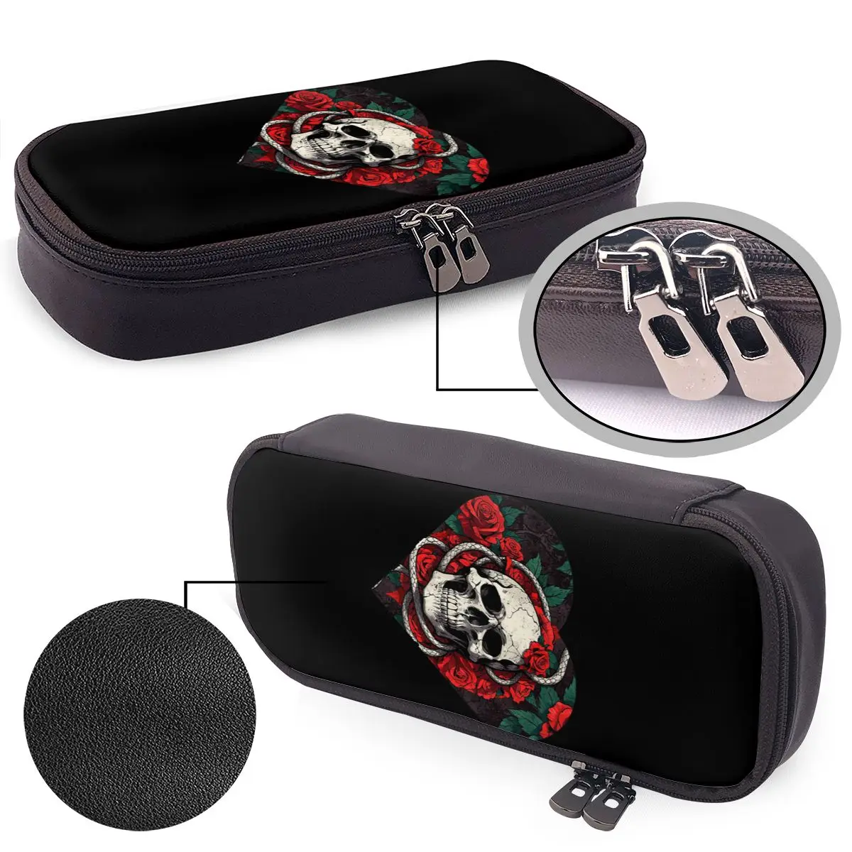 Skull Heart Rose Art Leather Pencil Cases Pencil Pouch Storage Stationery Supplies Pen Box Pencil Bag for Boys Girls School
Skull Heart Rose Art Leather Pencil Cases Pencil Pouch Storage Stationery Supplies Pen Box Pencil Bag for Boys Girls School
