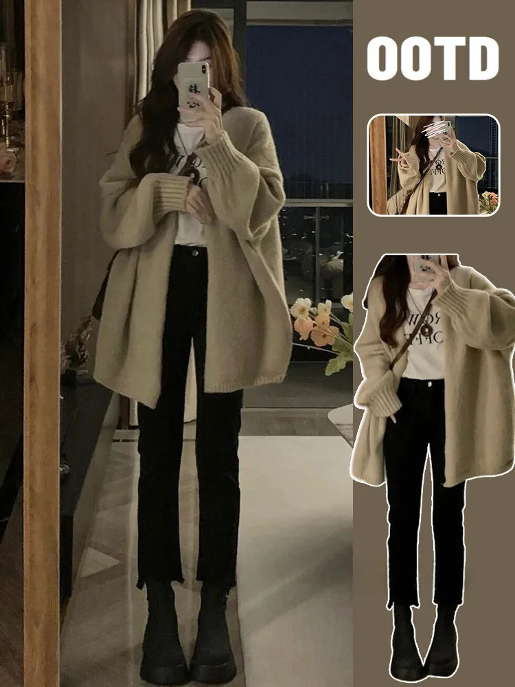 Корейский вязаный кардиган свободного кроя в стиле Lazy Feel, весна 2026, женский модный топ молочного цвета, с длинными рукавами, для прогулок
Корейский вязаный кардиган свободного кроя в стиле Lazy Feel, весна 2026, женский модный топ молочного цвета, с длинными рукавами, для прогулок