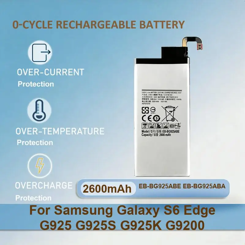 EB-BG925ABE EB-BG925ABA Mobile Phone Battery For Samsung Galaxy S6 Edge G925 G925S G925K G9200 2600mAh Real Capacity
EB-BG925ABE EB-BG925ABA Mobile Phone Battery For Samsung Galaxy S6 Edge G925 G925S G925K G9200 2600mAh Real Capacity