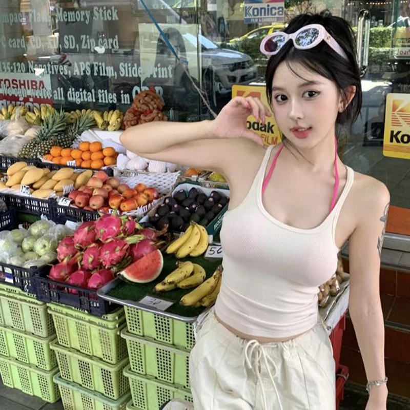 Summer Sleeveless Camis Casual Women Halter Crop Tops Sexy Knitted Strap Tank Top Slim Solid Short Female Camis
Summer Sleeveless Camis Casual Women Halter Crop Tops Sexy Knitted Strap Tank Top Slim Solid Short Female Camis