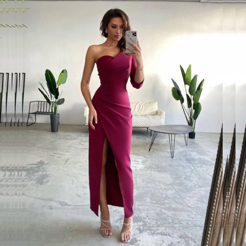 Customized Sexy One Shoulder Long Sleeve Straight Slit Prom Dresses Evening Party Exquisite Cocktail Mid Length Evening Dresses
Customized Sexy One Shoulder Long Sleeve Straight Slit Prom Dresses Evening Party Exquisite Cocktail Mid Length Evening Dresses