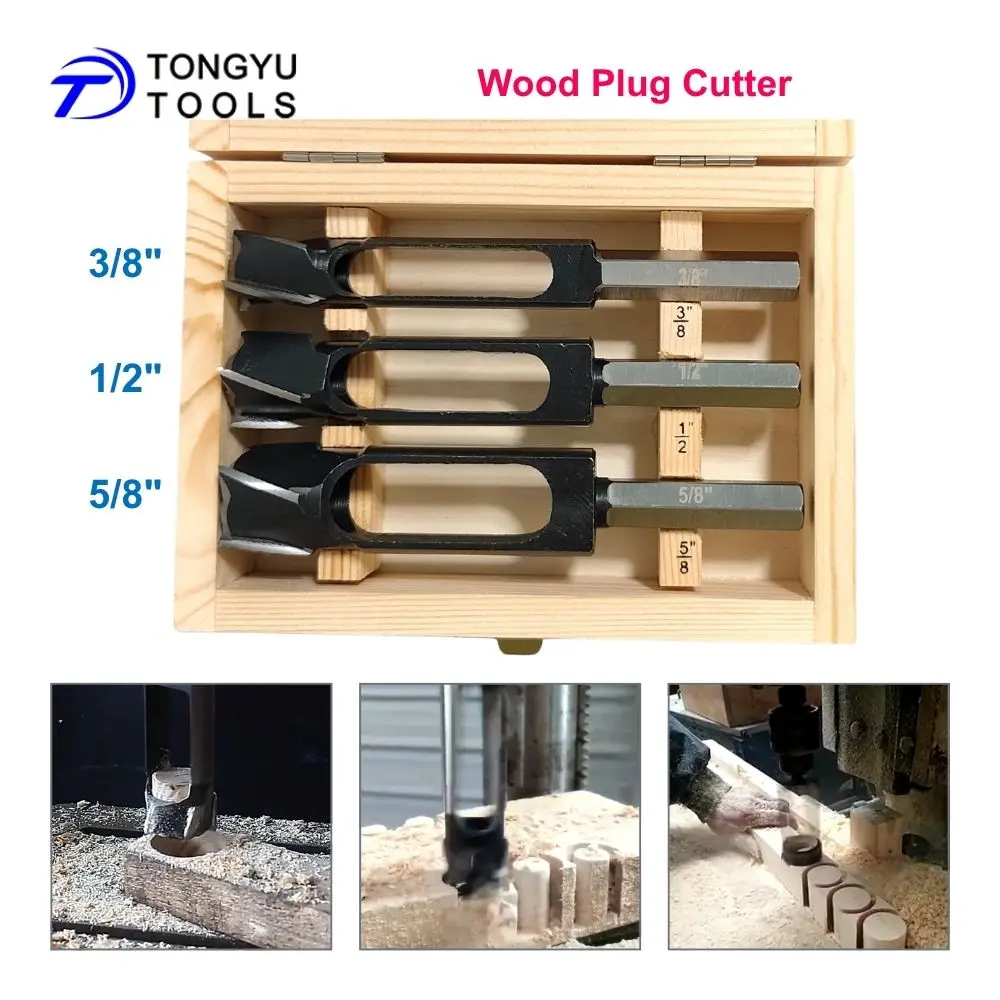 3Pcs Wood Plug Tenon Cutter Set 3/8 1/2 5/8 Inch Hex Shank Dowel Maker for Furniture Repair Woodworking
3Pcs Wood Plug Tenon Cutter Set 3/8 1/2 5/8 Inch Hex Shank Dowel Maker for Furniture Repair Woodworking