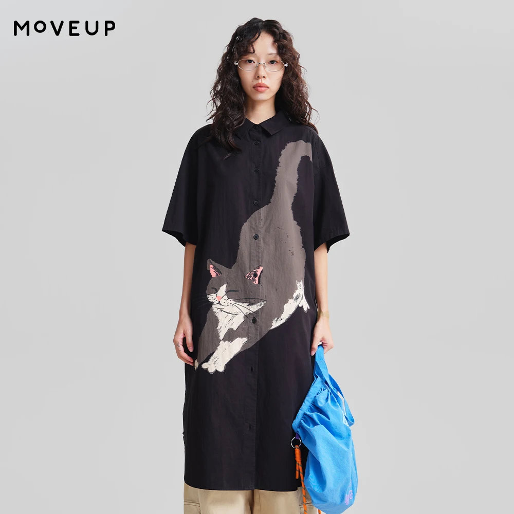 MOVEUP Cotton Long Shirt Women 2026 Spring New Lapel Collar Cat Print Curved Hem Casual Oversized Short Sleeve Blouse 3ELC20438
MOVEUP Cotton Long Shirt Women 2026 Spring New Lapel Collar Cat Print Curved Hem Casual Oversized Short Sleeve Blouse 3ELC20438