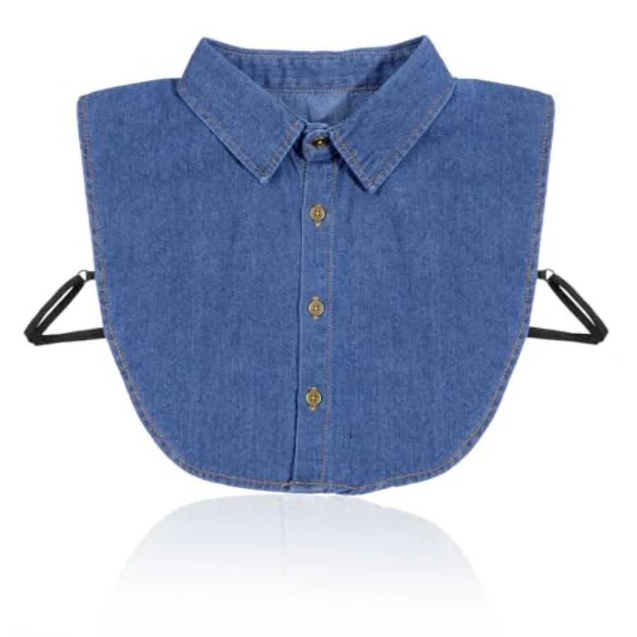 Molain Denim Detachable Collar, Dickey Half Blouse Fake Collar with Buttons
Molain Denim Detachable Collar, Dickey Half Blouse Fake Collar with Buttons