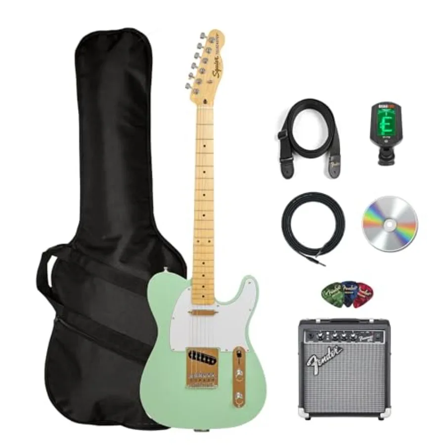 Telecaster for beginners - Surf Green, alder body, maple neck, vintage-style pickups, includes Frontman 10G amp, gig bag, tuner
Telecaster for beginners - Surf Green, alder body, maple neck, vintage-style pickups, includes Frontman 10G amp, gig bag, tuner