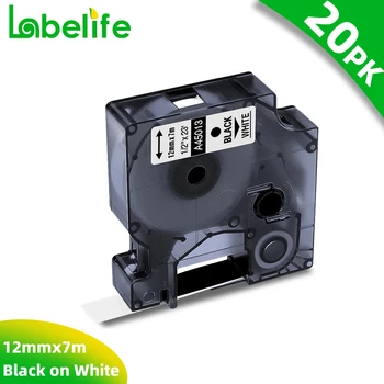 20 Pack Black on White 45013 Label Tape 12mm 7m Compatible for Dymo LabelManage LM160 LM280 LM210D