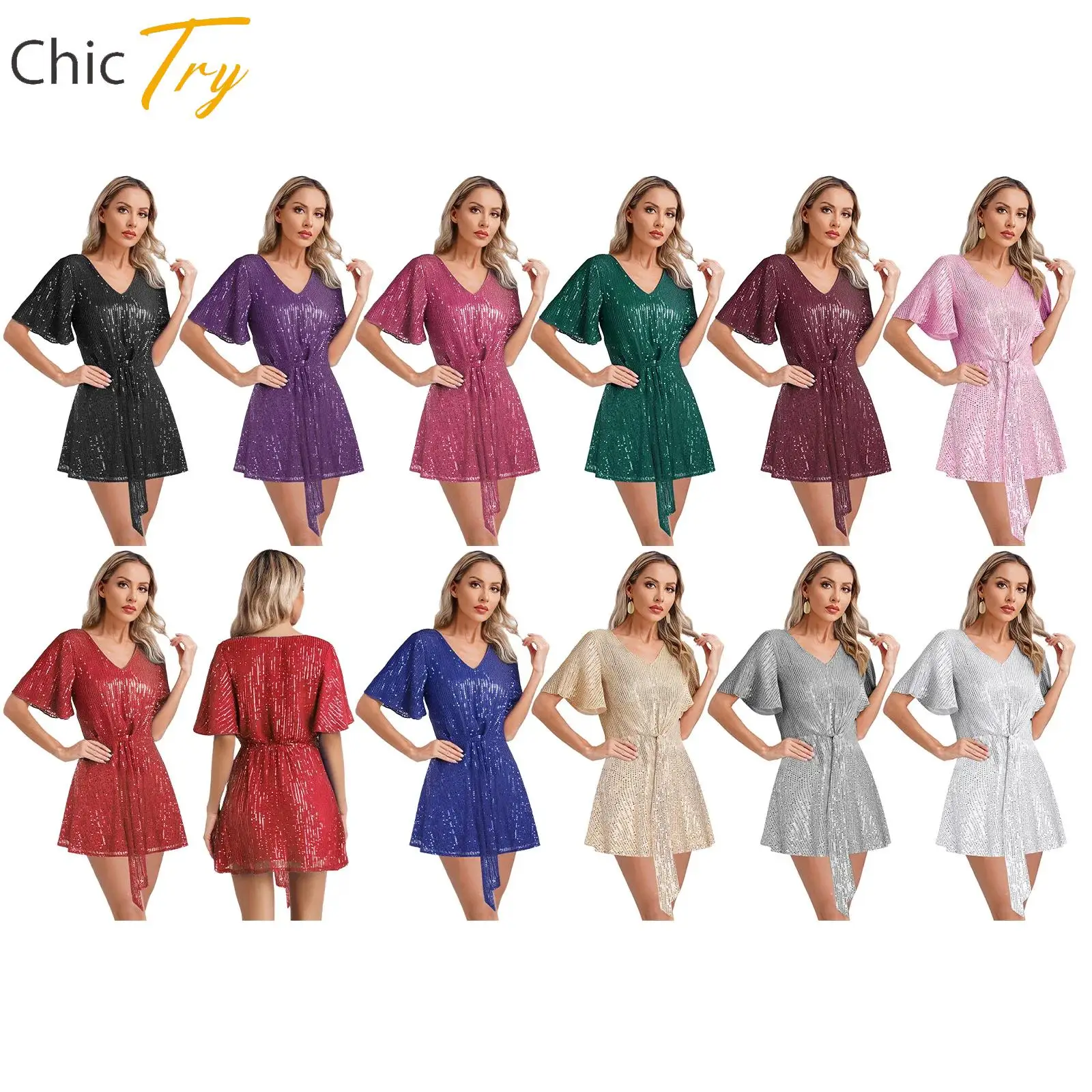 Sparkly Sequins Womens Top Short Flared Sleeves Waist Tie Top for Fancy Dress Parties Beach Outings Office Work Dates Daily Wear
Sparkly Sequins Womens Top Short Flared Sleeves Waist Tie Top for Fancy Dress Parties Beach Outings Office Work Dates Daily Wear