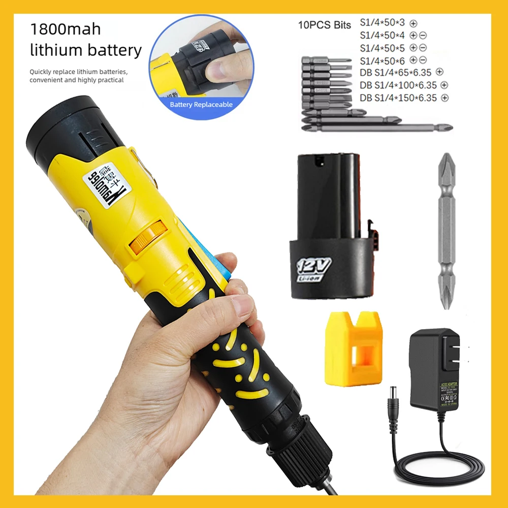 Cordless 12V Rechargeable Electric Screwdriver with 10pcs Bits Set Multifunction Electric Screwdriver Hand Tool
Cordless 12V Rechargeable Electric Screwdriver with 10pcs Bits Set Multifunction Electric Screwdriver Hand Tool