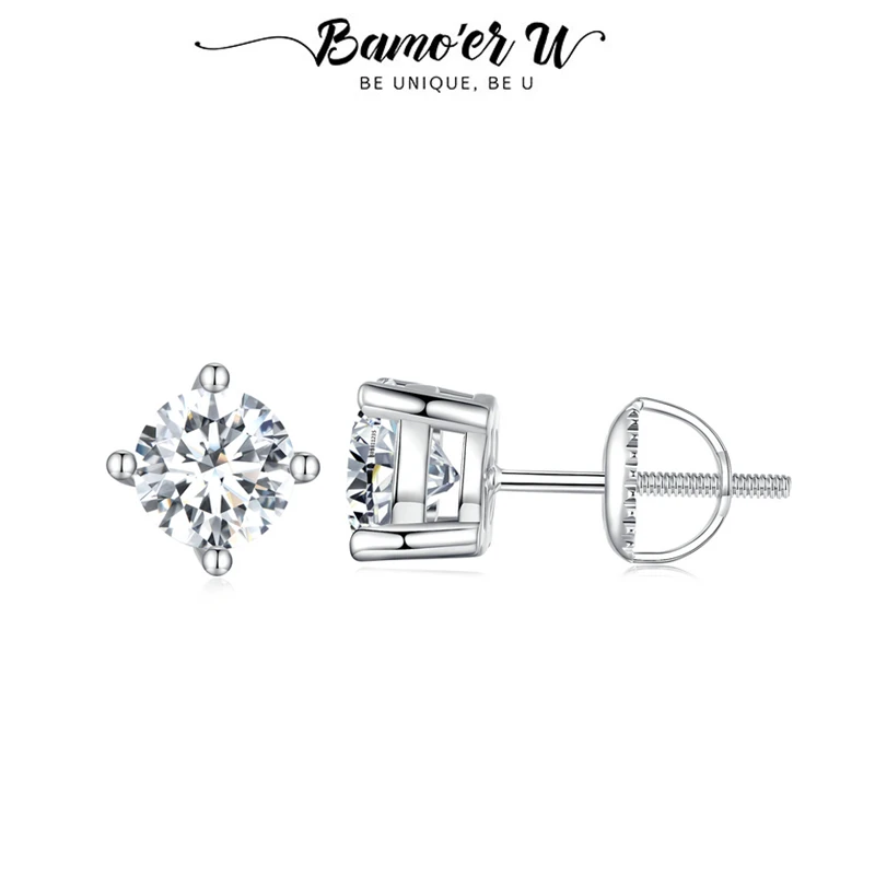 Bamoer U 2CT Moissanite Stud Earrings D Color VVS1 EX Classic Dazzling Earrings for Women 925 Sterling Silver Wedding Gift
Bamoer U 2CT Moissanite Stud Earrings D Color VVS1 EX Classic Dazzling Earrings for Women 925 Sterling Silver Wedding Gift