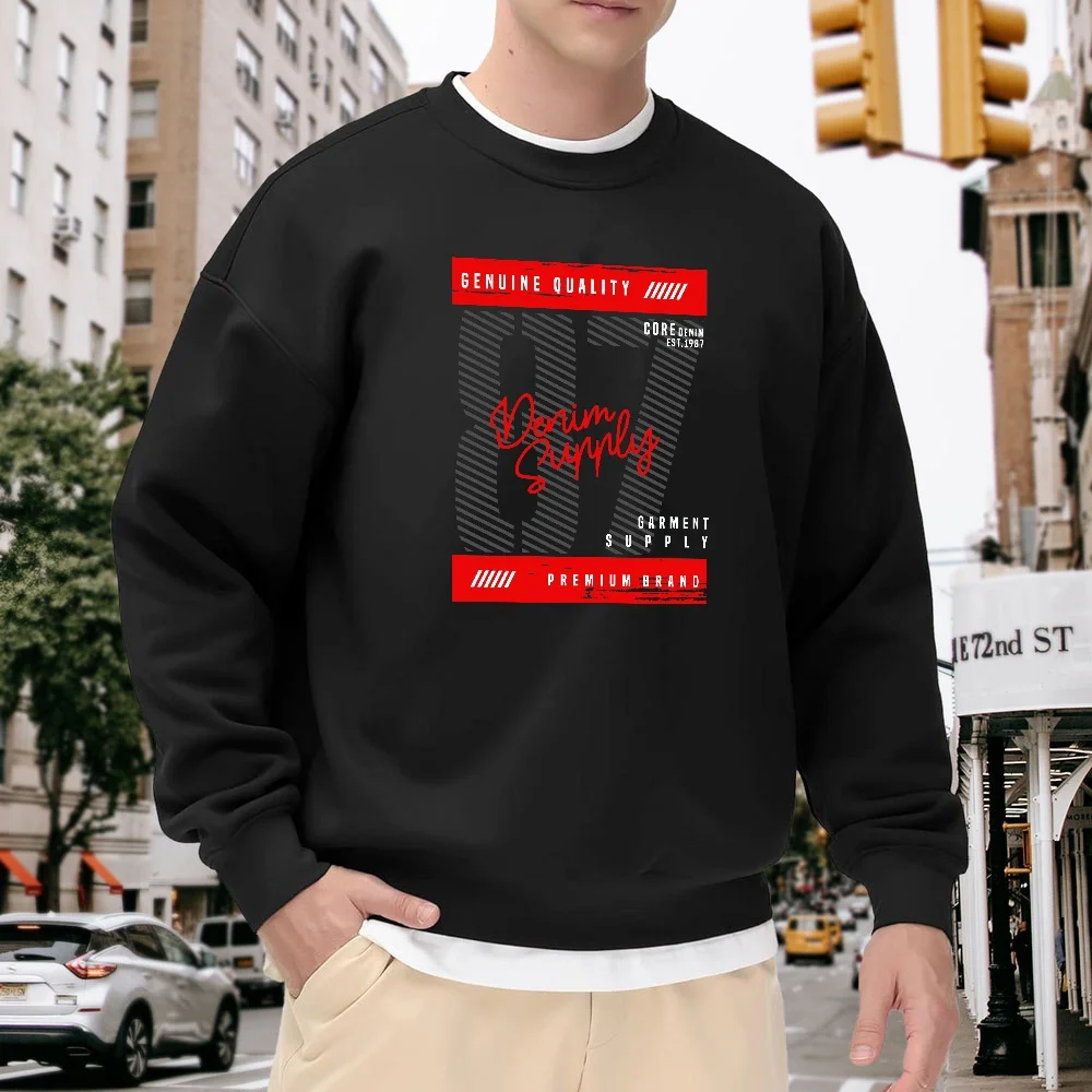 Men's Black Crew Neck Loose Sweatshirt, Retro Letter Print Trendy Top, Street Casual Versatile Style, Comfortable and Breathable Pullover for Everyday Wear
Men's Black Crew Neck Loose Sweatshirt, Retro Letter Print Trendy Top, Street Casual Versatile Style, Comfortable and Breathable Pullover for Everyday Wear
