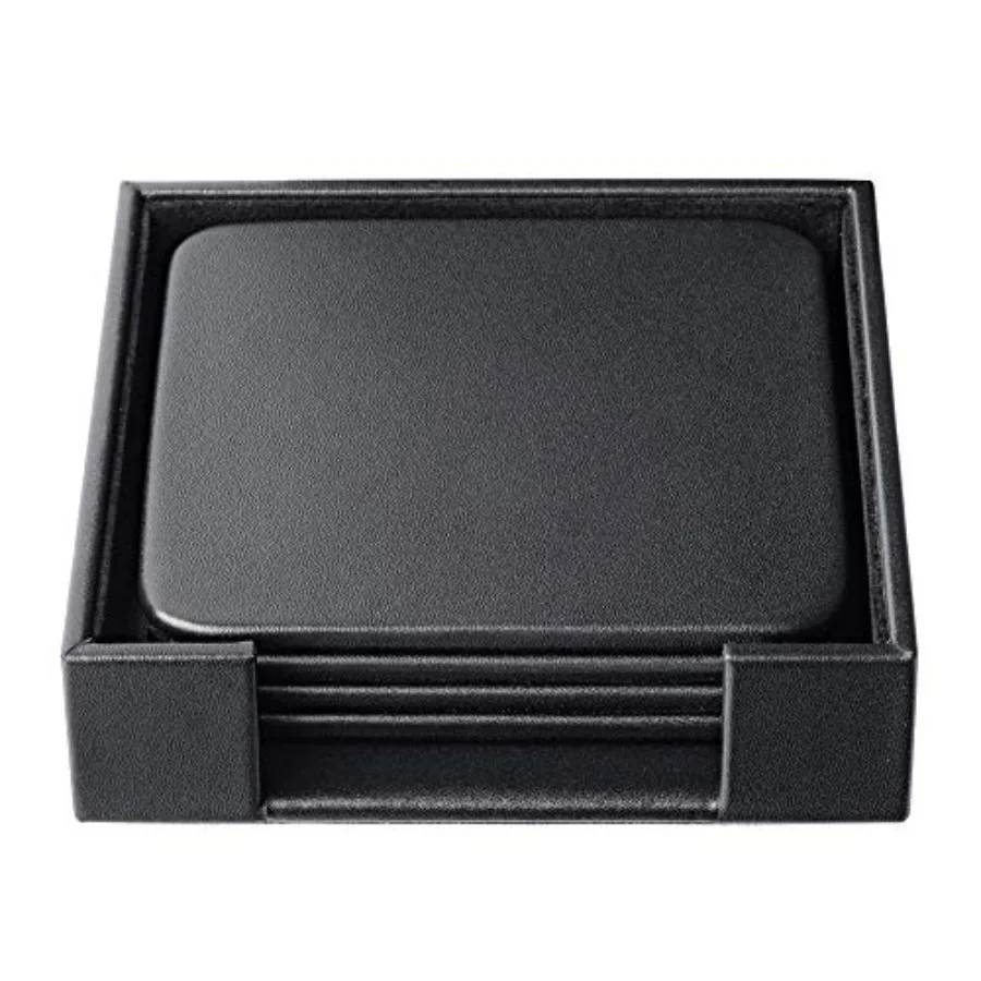 Black Leather 4-Square Coaster Set
Black Leather 4-Square Coaster Set