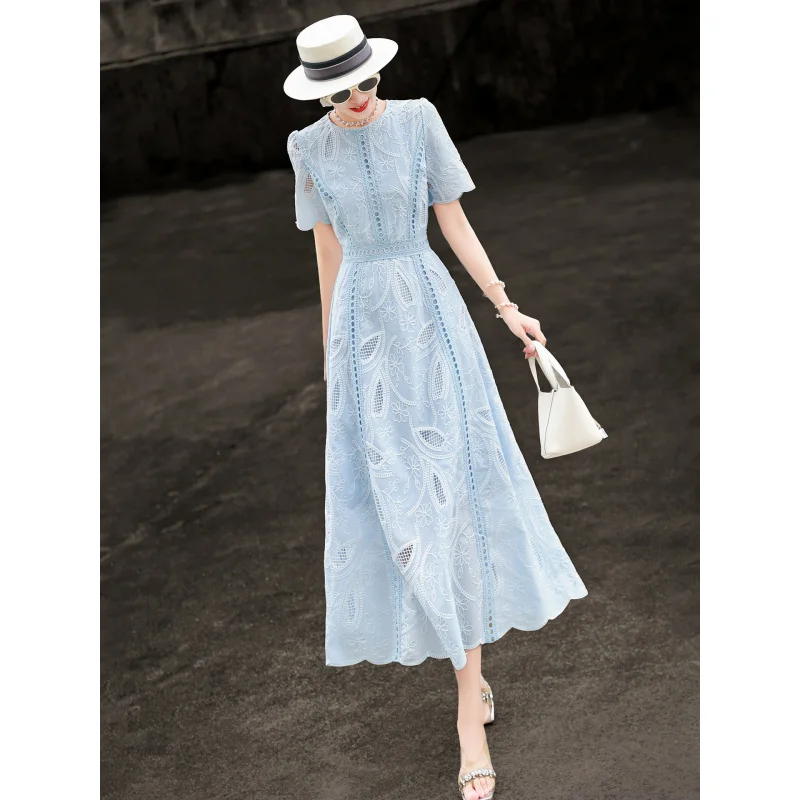 MEXCOCO 2026 New French Style Hollow Embroidery Dress Short Sleeve Waistband A-line Party Dresses
MEXCOCO 2026 New French Style Hollow Embroidery Dress Short Sleeve Waistband A-line Party Dresses