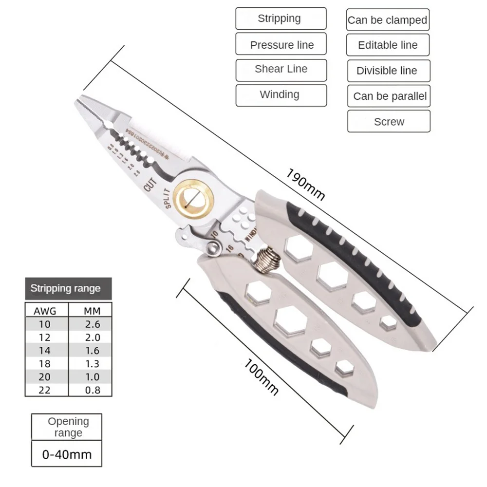 9 in 1 multifunctional electrician pliers 7-inch wire strippers Cable Stripping Crimping Striping External hex wrench Hand tools
9 in 1 multifunctional electrician pliers 7-inch wire strippers Cable Stripping Crimping Striping External hex wrench Hand tools