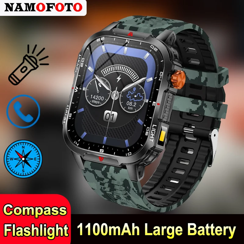 NAMOFOTO New Smartwatch 1100mAh Battery LED Flashlight Compass 200+ Dials Bluetooth Call Phone Music Multi-functions Smart Watch
NAMOFOTO New Smartwatch 1100mAh Battery LED Flashlight Compass 200+ Dials Bluetooth Call Phone Music Multi-functions Smart Watch