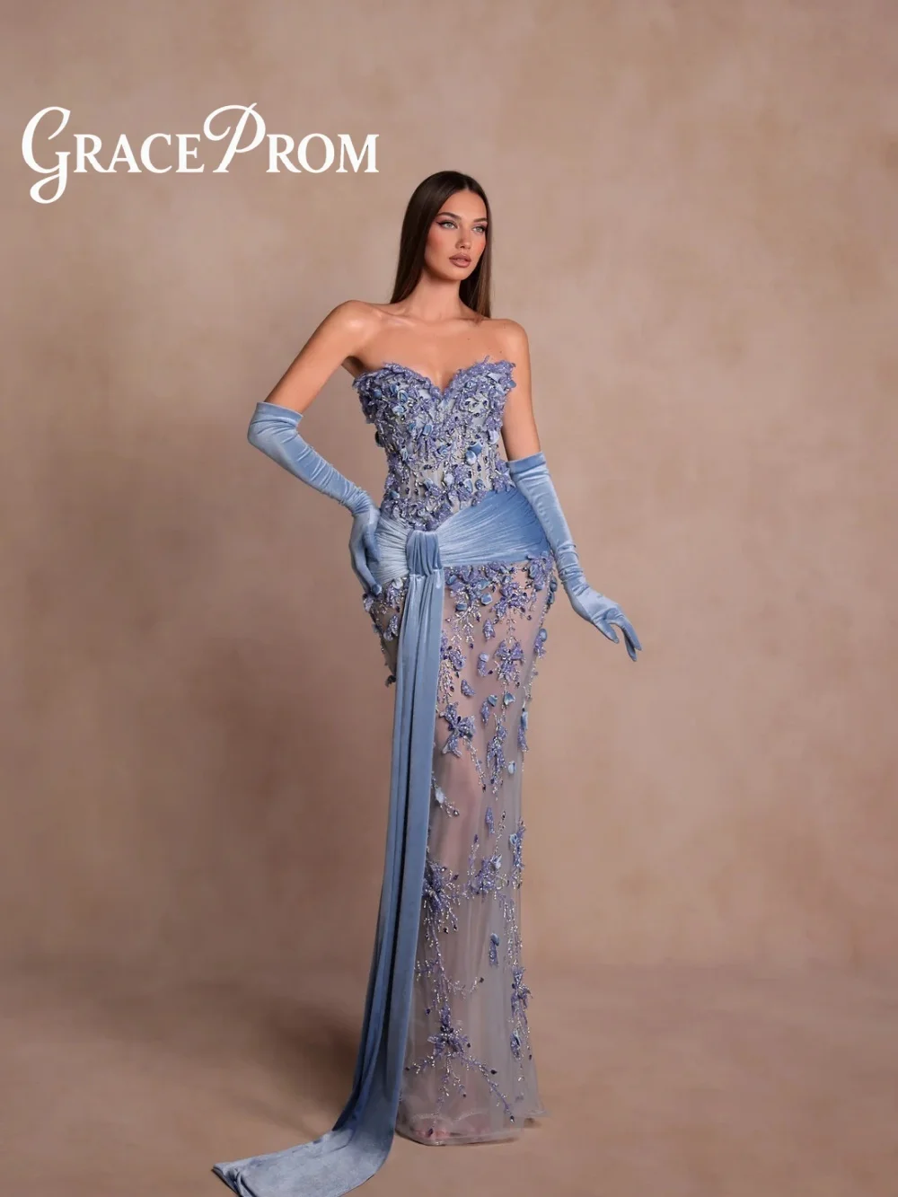 GraceProm Glamorous Strapless Evening Dress 2026 Sheer-Mesh Carpet Gown Stylish A-Line Floor-Length Party Gown فساتين سهرة
GraceProm Glamorous Strapless Evening Dress 2026 Sheer-Mesh Carpet Gown Stylish A-Line Floor-Length Party Gown فساتين سهرة