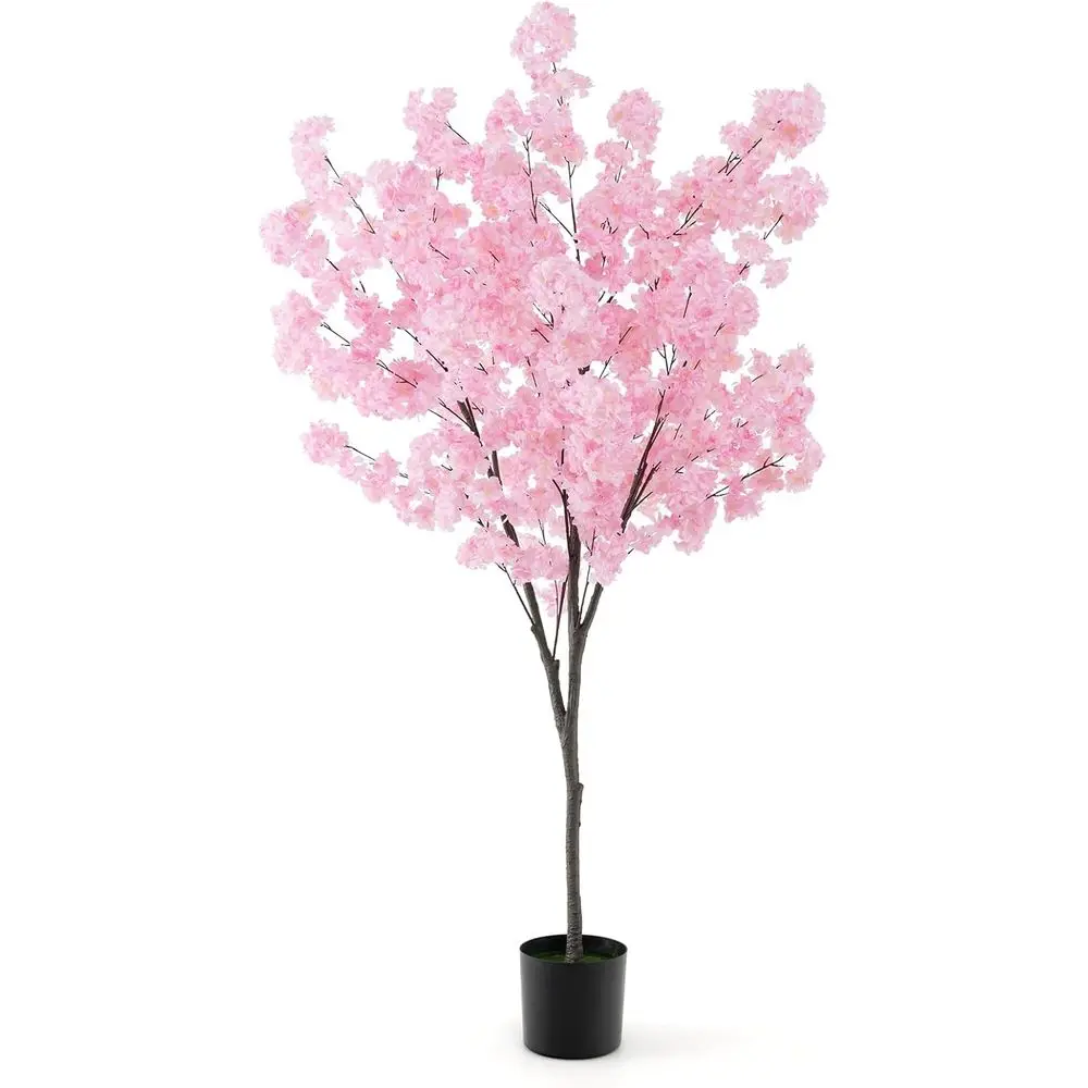 6.5ft Tall Artificial Cherry Blossom Tree with Pink Flowers, Outdoor/Indoor Decorative Plant in Cement Pot
6.5ft Tall Artificial Cherry Blossom Tree with Pink Flowers, Outdoor/Indoor Decorative Plant in Cement Pot