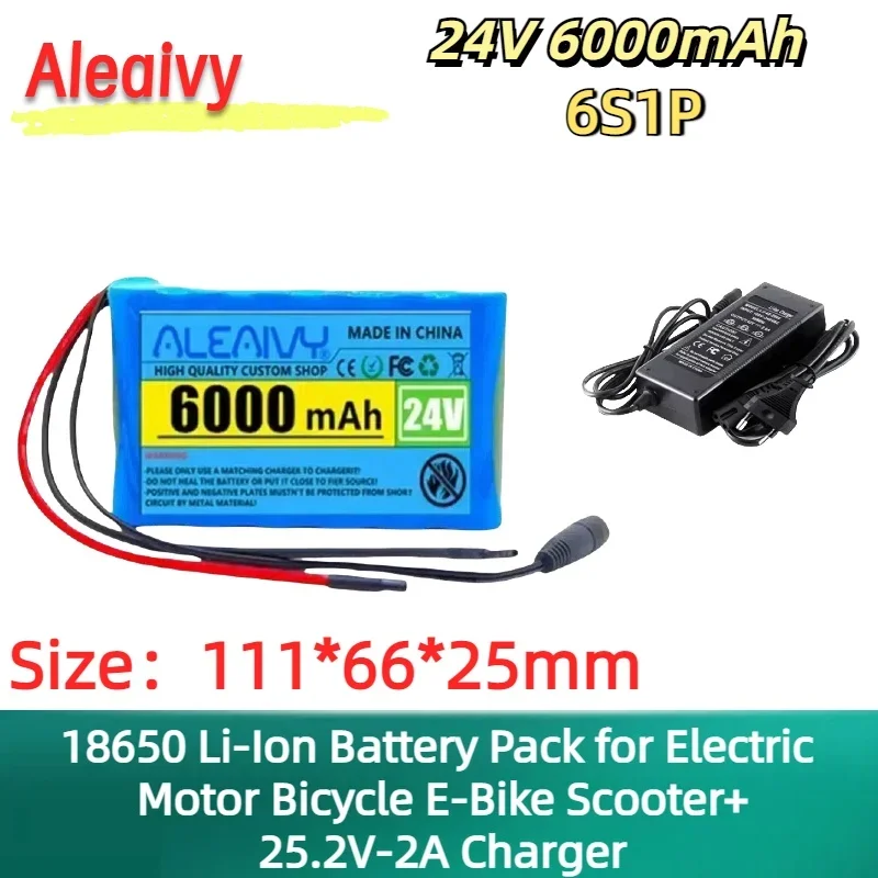 New 24V 6Ah 25.2V 6S1P 18650 Li-Ion Battery Pack for Electric Motor Bicycle E-Bike Scooter Toys Drill with BMS
New 24V 6Ah 25.2V 6S1P 18650 Li-Ion Battery Pack for Electric Motor Bicycle E-Bike Scooter Toys Drill with BMS
