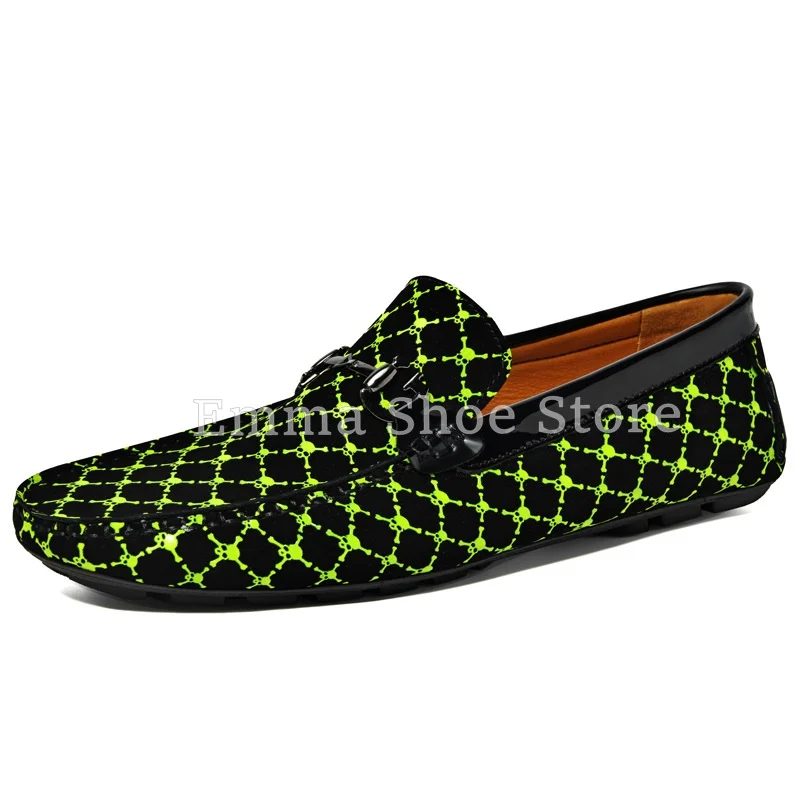 Green Plaid Flat Men's Loafers Versatile Button Design Slip On Genuine Leather Casual Shoes Bright Home Large Size Shoes
Green Plaid Flat Men's Loafers Versatile Button Design Slip On Genuine Leather Casual Shoes Bright Home Large Size Shoes