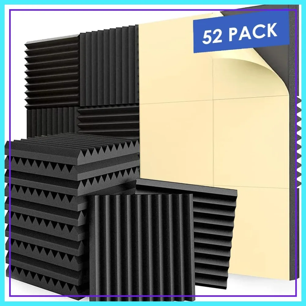 High Density Acoustic Foam Panels, Sound Absorbing Wall Panels, Fire Resistant, 1x12x12 Inch 52 Pack with Adhesive
High Density Acoustic Foam Panels, Sound Absorbing Wall Panels, Fire Resistant, 1x12x12 Inch 52 Pack with Adhesive