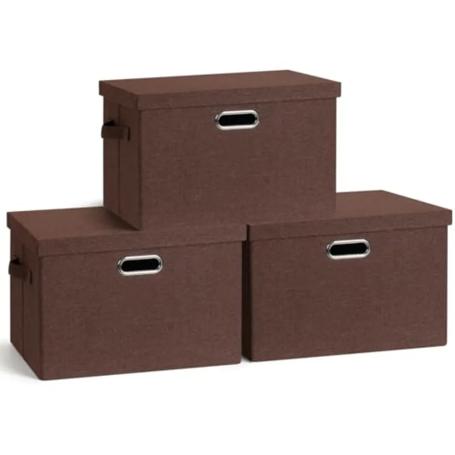 Large 17" 36 Quart Collapsible Stackable Storage Bins with Lids, 3 Packs Foldable Fabric Closet Storage Boxes with Lids, Heavy-
Large 17" 36 Quart Collapsible Stackable Storage Bins with Lids, 3 Packs Foldable Fabric Closet Storage Boxes with Lids, Heavy-