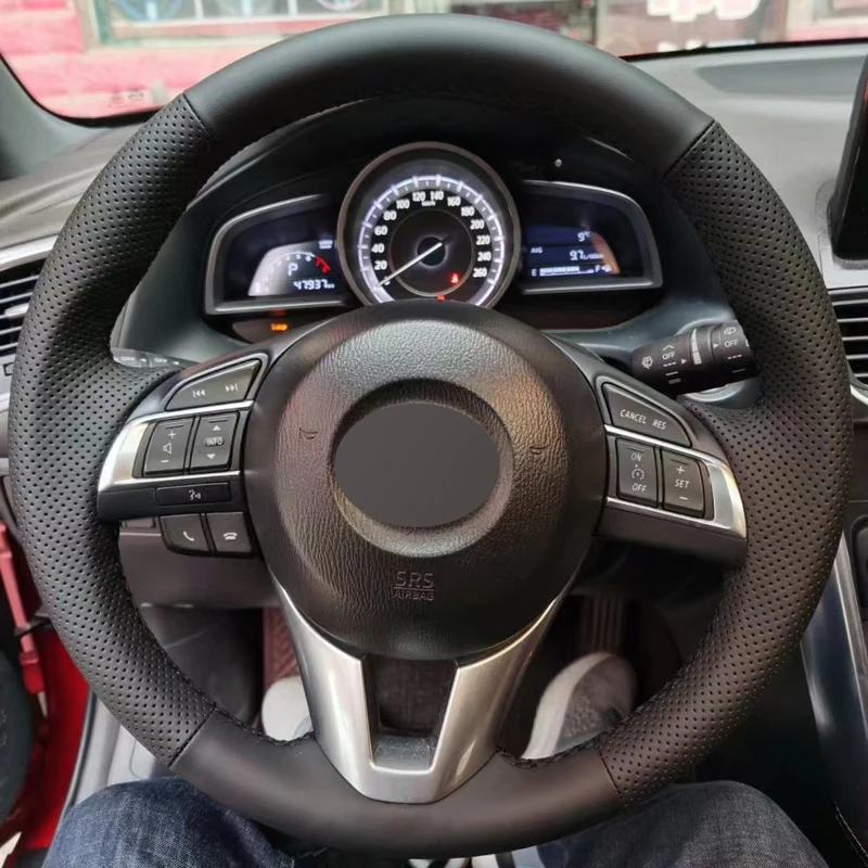 `Hand Sewing Steering Wheel Cover For 2014 2015 Mazda3 2017 CX-3 Microfiber Leather
`Hand Sewing Steering Wheel Cover For 2014 2015 Mazda3 2017 CX-3 Microfiber Leather