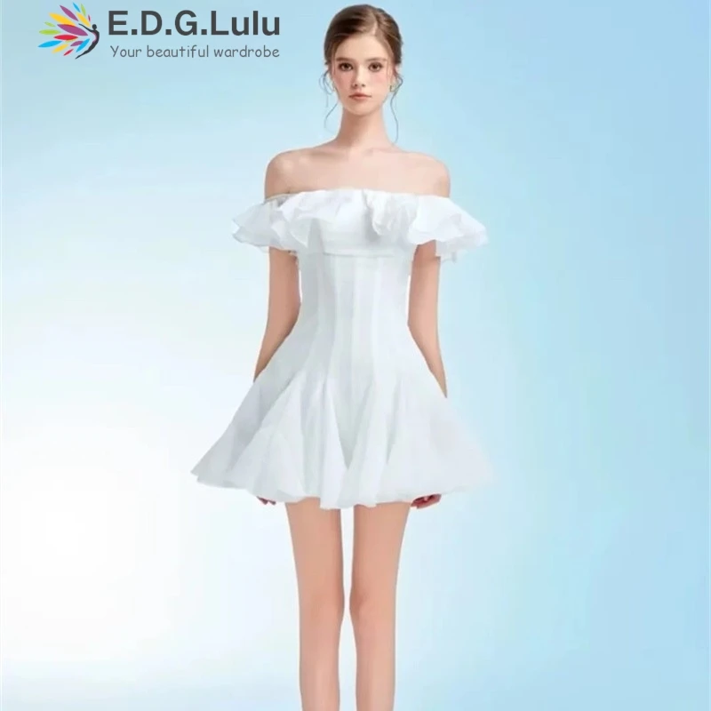 EDGLuLu Sweet Square Collar Ruffled Elegant And Beautiful Women's Dresses Off Shoulder Bodycon Irregular Mini Line Dress 0325
EDGLuLu Sweet Square Collar Ruffled Elegant And Beautiful Women's Dresses Off Shoulder Bodycon Irregular Mini Line Dress 0325