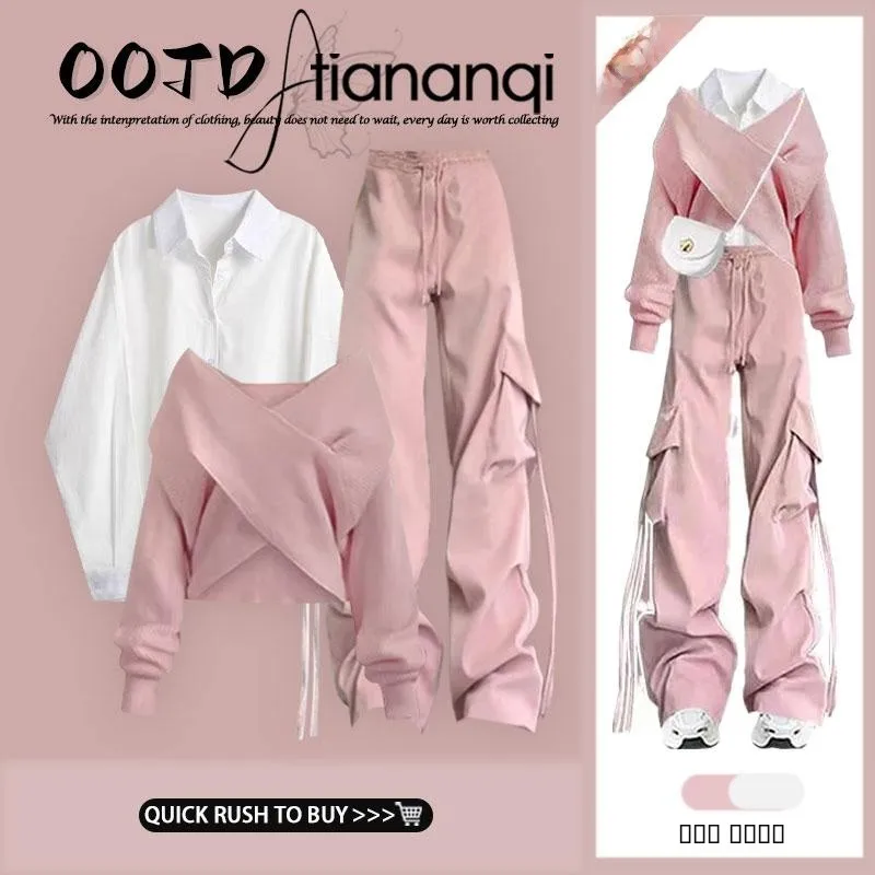 2026 New Knitted Sweater High Waist Wide Leg Workwear Pants Fashion Set Casual Versatile Cotton Collar Button up Three P...
2026 New Knitted Sweater High Waist Wide Leg Workwear Pants Fashion Set Casual Versatile Cotton Collar Button up Three P...