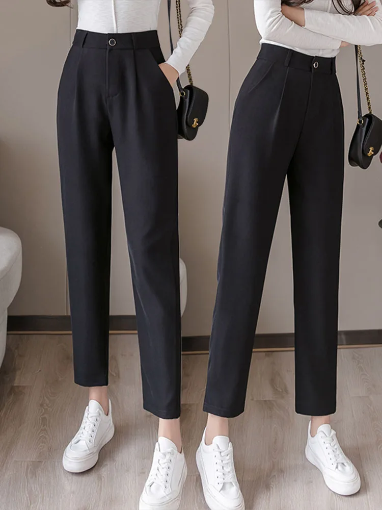 Женские брюки с высокой талией, драпированные, свободного прямого кроя, черные, утягивающие, весенне-осенние, в корейском стиле, повседневные
Женские брюки с высокой талией, драпированные, свободного прямого кроя, черные, утягивающие, весенне-осенние, в корейском стиле, повседневные