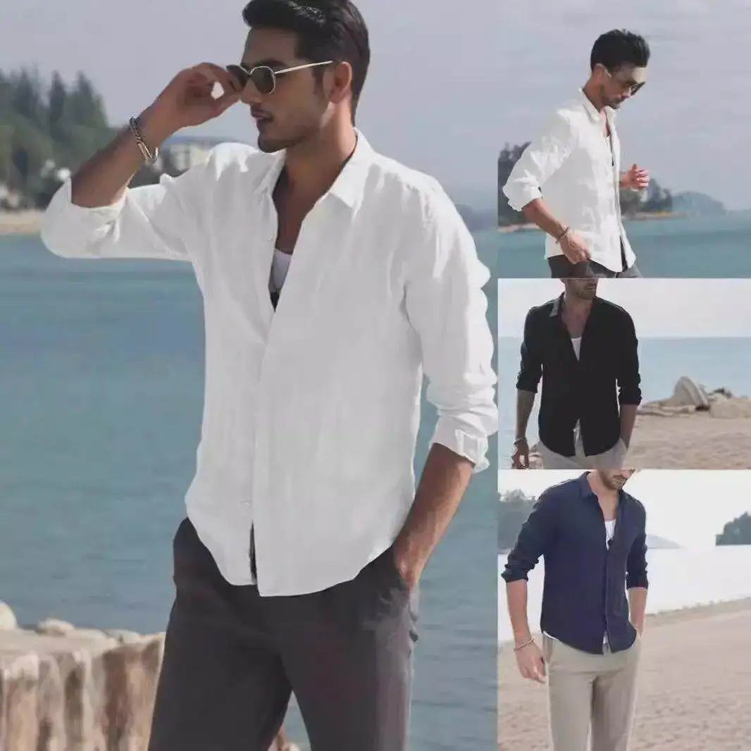 American Vintage Cotton Linen White Shirt Men's High Sensation Slim Long Sleeve Sun Protection Linen Breathable Workwear Shirt
American Vintage Cotton Linen White Shirt Men's High Sensation Slim Long Sleeve Sun Protection Linen Breathable Workwear Shirt