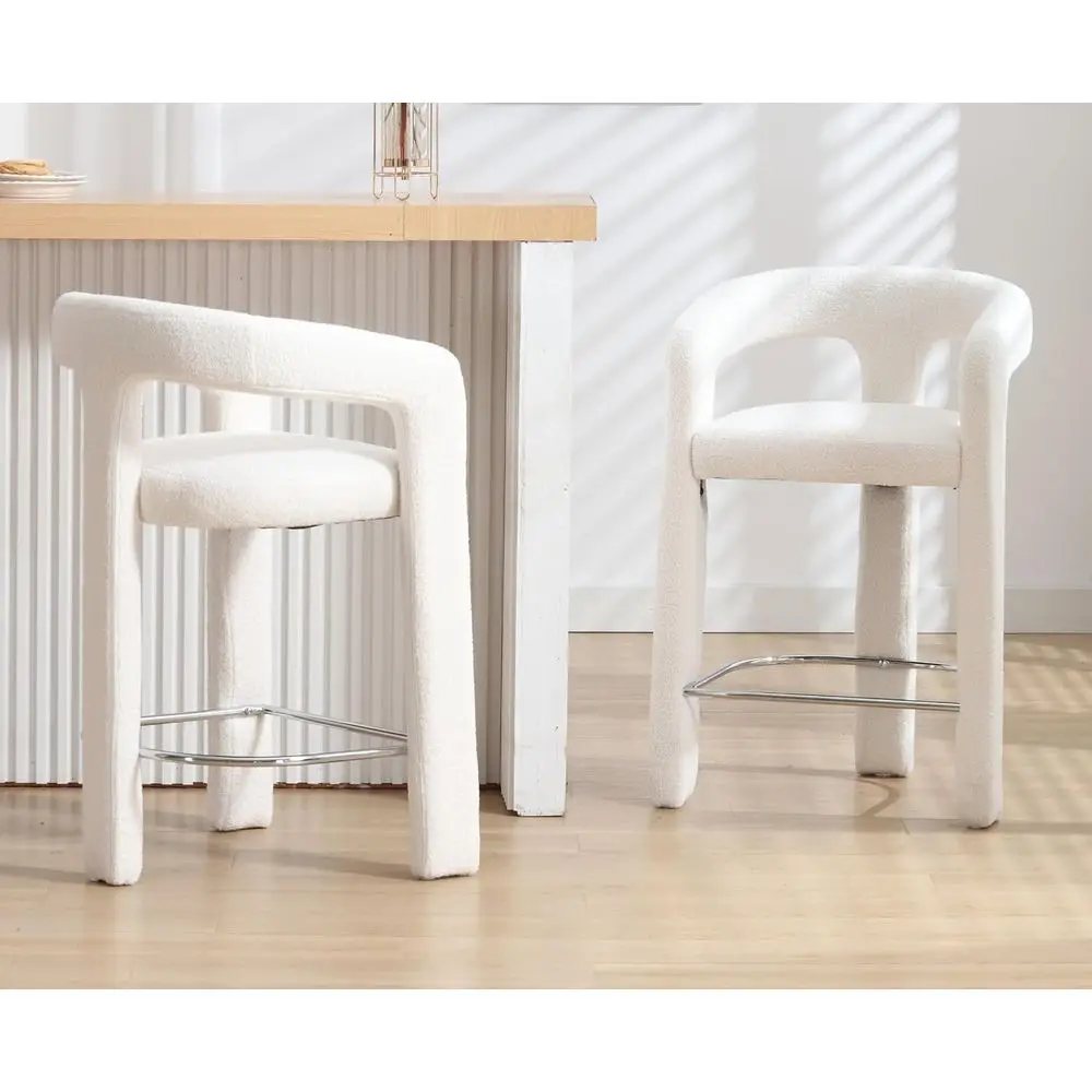 26 White Upholstered Sherpa Open Back Counter Height Bar Stools Set of 2 with Arms for Kitchen Island/Breakfast
26 White Upholstered Sherpa Open Back Counter Height Bar Stools Set of 2 with Arms for Kitchen Island/Breakfast