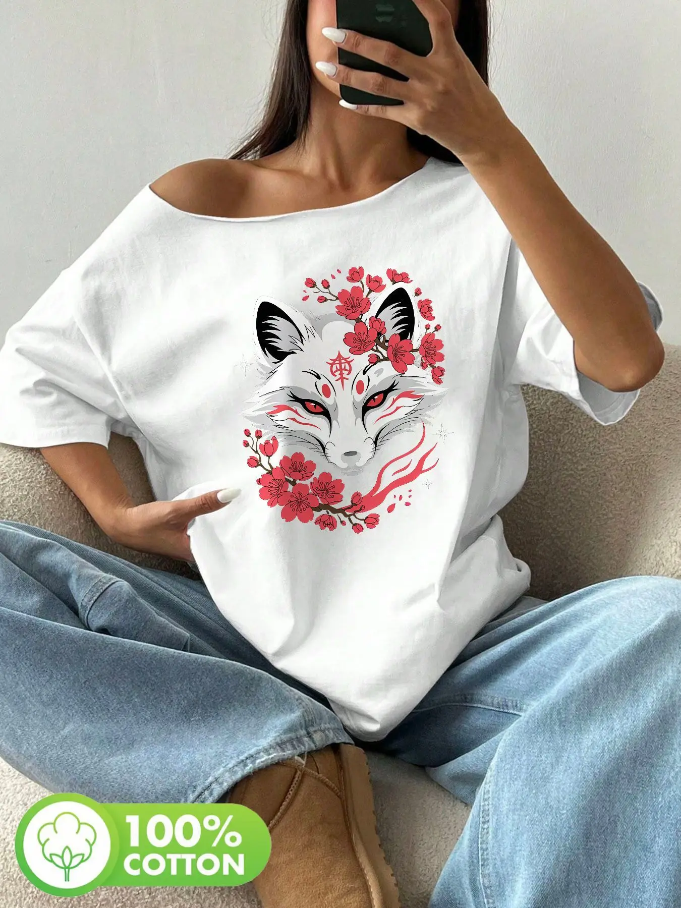 Plus Size 100% Cotton Shoulder Loose Print T-Shirt Oversized Y2K Style Graphic Tees Women Tops Summer Off The Shoulder Top Ki
Plus Size 100% Cotton Shoulder Loose Print T-Shirt Oversized Y2K Style Graphic Tees Women Tops Summer Off The Shoulder Top Ki