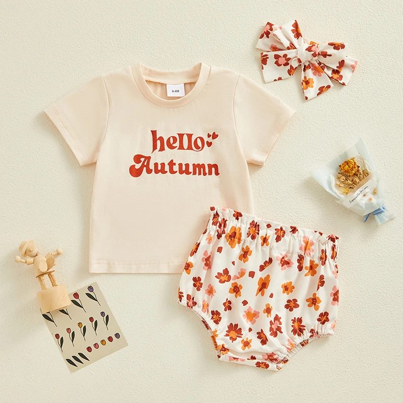 Baby Girls Shorts Set Short Sleeve Letters Print T-shirt with Flower Print Shorts and Hairband Summer Outfit
Baby Girls Shorts Set Short Sleeve Letters Print T-shirt with Flower Print Shorts and Hairband Summer Outfit