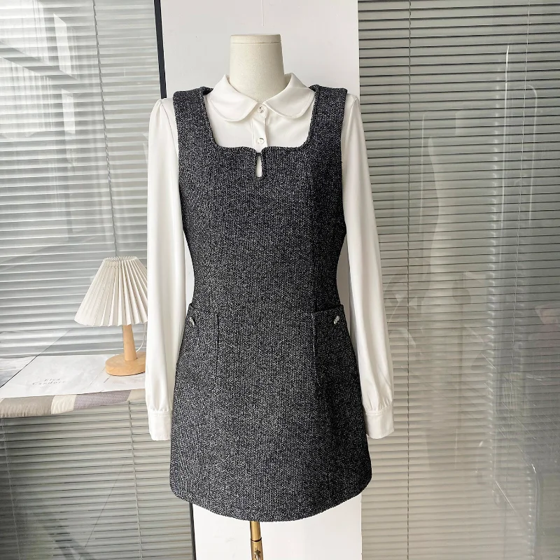 Women Shirt Collar Small Fragrance Vest Dress Set Fashion Simple Elegant French Office Korea Office Two-piece Tweed Lady Suit
Women Shirt Collar Small Fragrance Vest Dress Set Fashion Simple Elegant French Office Korea Office Two-piece Tweed Lady Suit