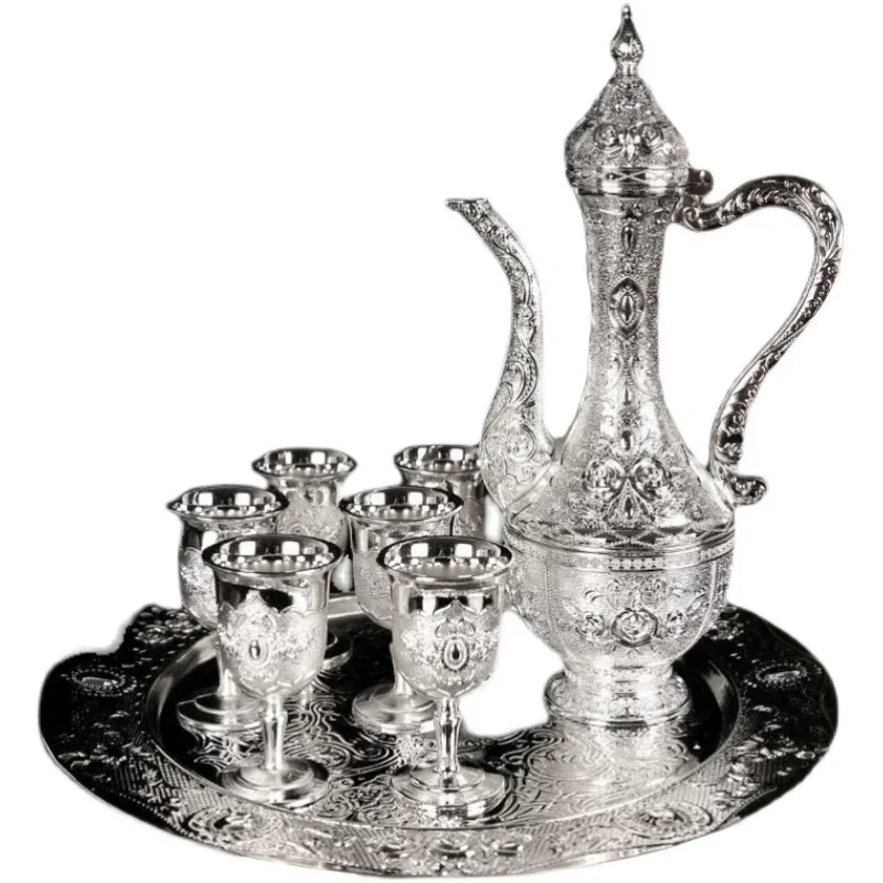 Sterling silver wine set, wine pot set, antique style wine cup, household Baijiu, high-end Chinese set
Sterling silver wine set, wine pot set, antique style wine cup, household Baijiu, high-end Chinese set