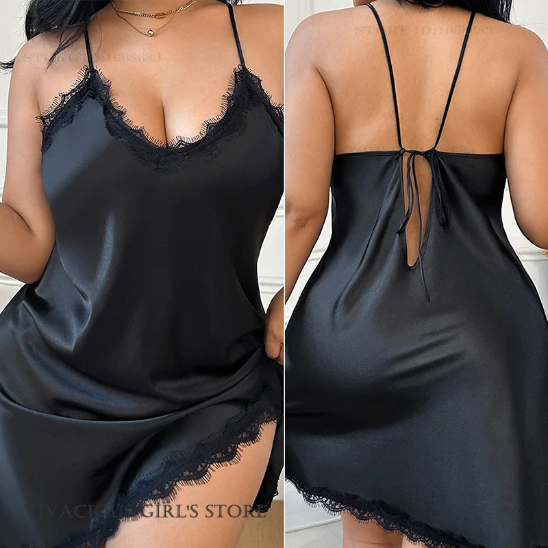 Plus Size 3XL-5XL Womens Suspender Nightgown Chemise Sleepwear Sexy Lace Lingerie Nightdress Silky Black Satin Homewear Nightie
Plus Size 3XL-5XL Womens Suspender Nightgown Chemise Sleepwear Sexy Lace Lingerie Nightdress Silky Black Satin Homewear Nightie