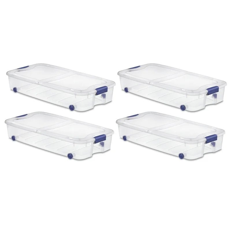 66 Quart Clear Wheeled Storage Container Under Bed Organizer Bin Clothes Linens Gifts 4 Pack
66 Quart Clear Wheeled Storage Container Under Bed Organizer Bin Clothes Linens Gifts 4 Pack
