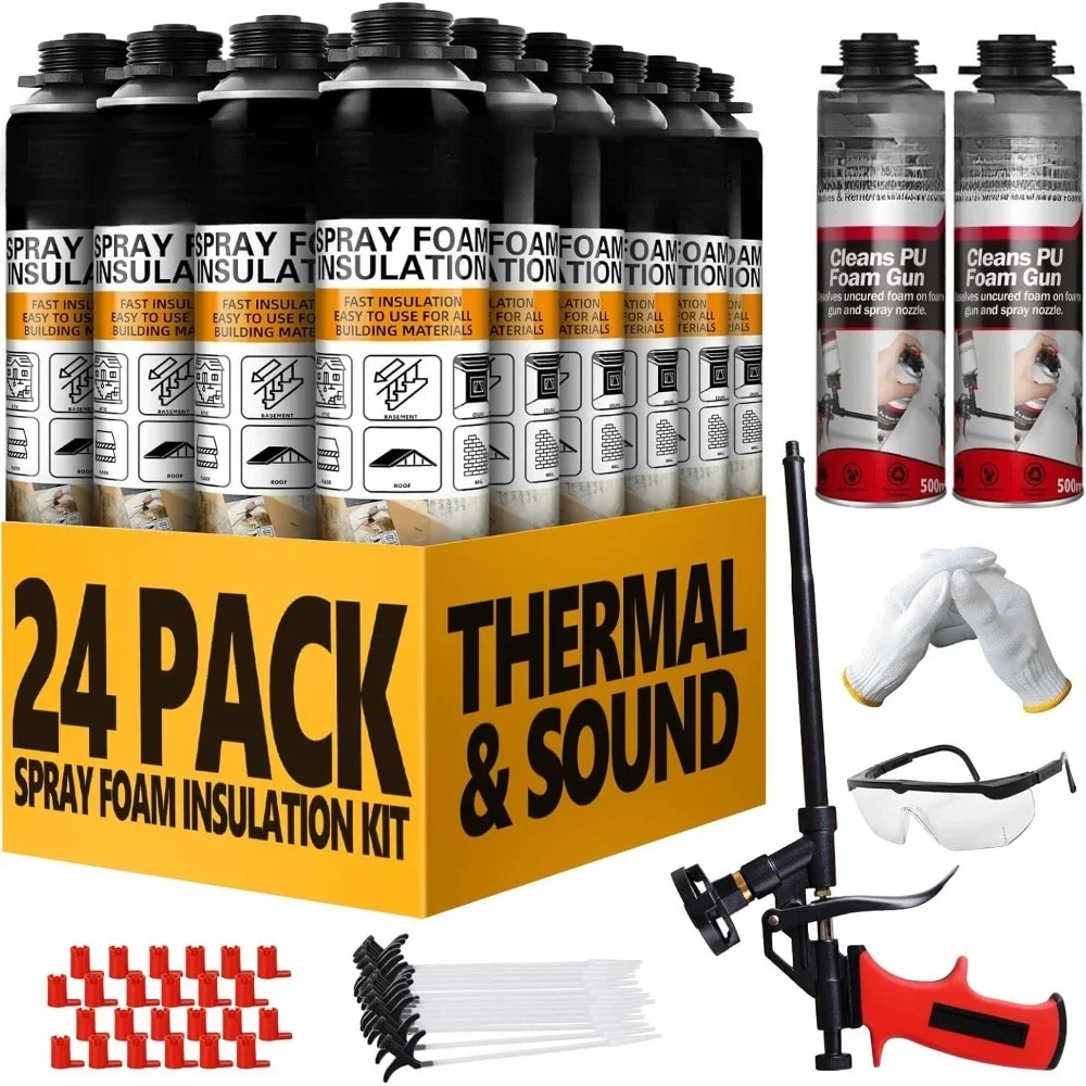 Spray Foam Insulation Kit - Heat Acoustic Insulation Foam Covers Up to 480 Board Feet, Polyurethane Expanding Closed Cell Sealan
Spray Foam Insulation Kit - Heat Acoustic Insulation Foam Covers Up to 480 Board Feet, Polyurethane Expanding Closed Cell Sealan