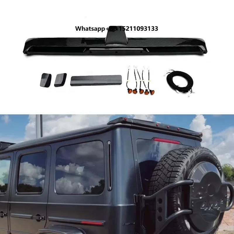 Behi Car Rear Wing Dry Carbon Fiber 4X4 Rear Roof Spoiler With 5 LEDs for G Class W464 2019+ G63 G500 US Version Auto Only
Behi Car Rear Wing Dry Carbon Fiber 4X4 Rear Roof Spoiler With 5 LEDs for G Class W464 2019+ G63 G500 US Version Auto Only