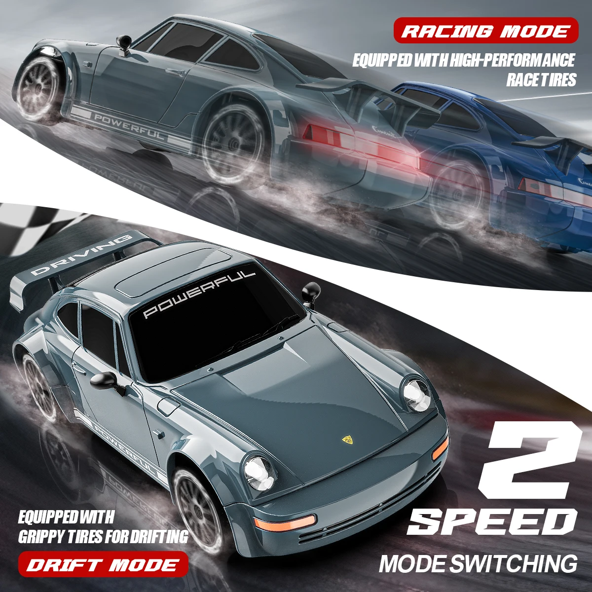 1:24 Scale 2.4G 4WD Drift RC Car, High-Speed Racing Car with Drift & Racing Tires, Full Proportional Control
1:24 Scale 2.4G 4WD Drift RC Car, High-Speed Racing Car with Drift & Racing Tires, Full Proportional Control
