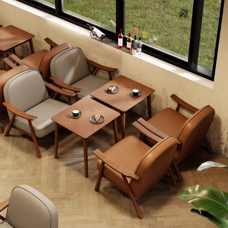 Cafe table and chair combination Milk tea dessert shop small round table sugar water shop with the same solid wood
Cafe table and chair combination Milk tea dessert shop small round table sugar water shop with the same solid wood